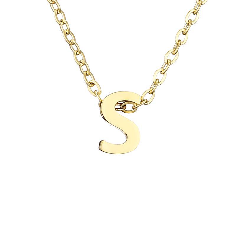 New Stainless Steel Gold-plated Clavicle Necklace Letter Pendant Jewelry