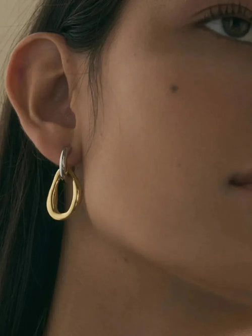 Stainless Steel Contrast Asymmetrical Earrings