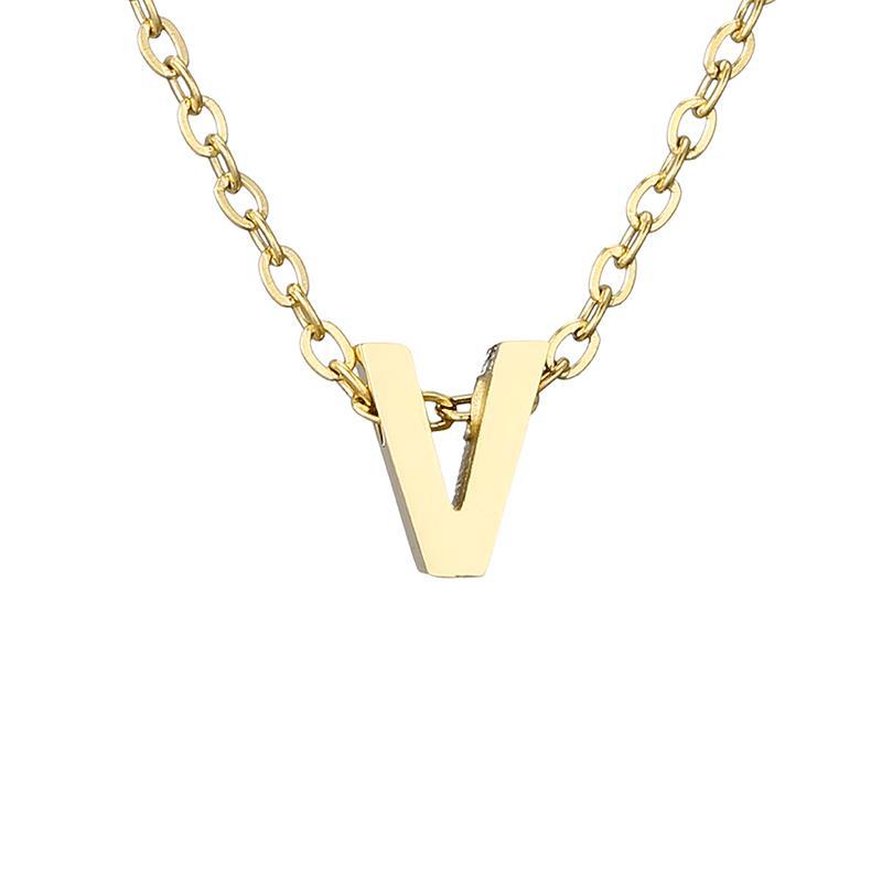 New Stainless Steel Gold-plated Clavicle Necklace Letter Pendant Jewelry