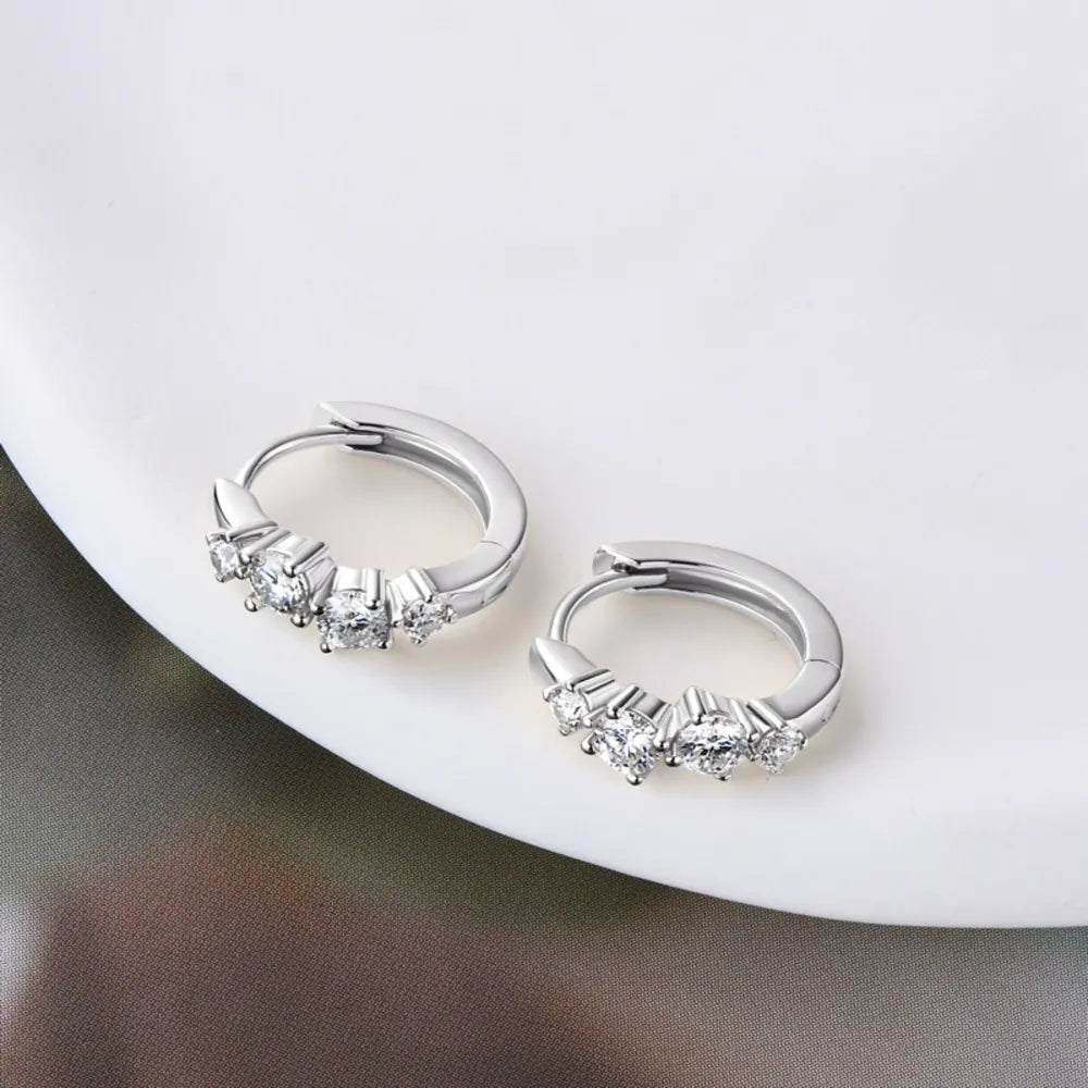 Silver Moissanite Huggie Earrings