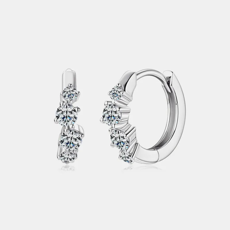 Silver Moissanite Huggie Earrings