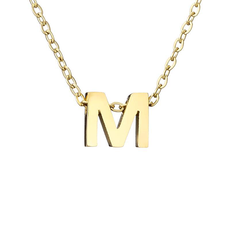 New Stainless Steel Gold-plated Clavicle Necklace Letter Pendant Jewelry
