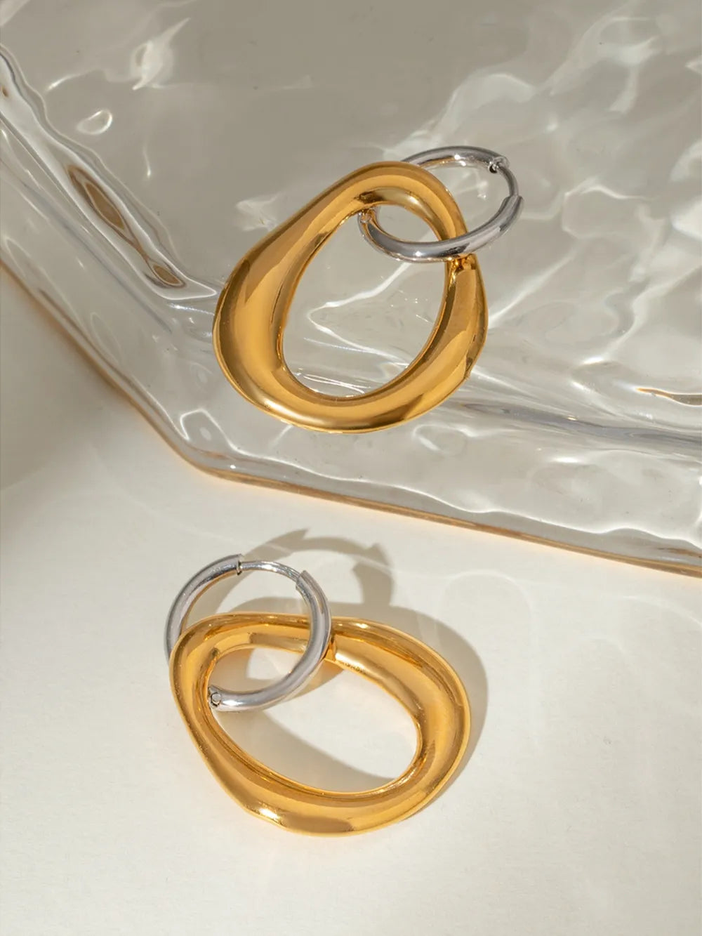 Stainless Steel Contrast Asymmetrical Earrings