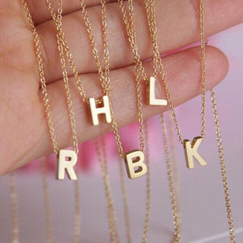 New Stainless Steel Gold-plated Clavicle Necklace Letter Pendant Jewelry