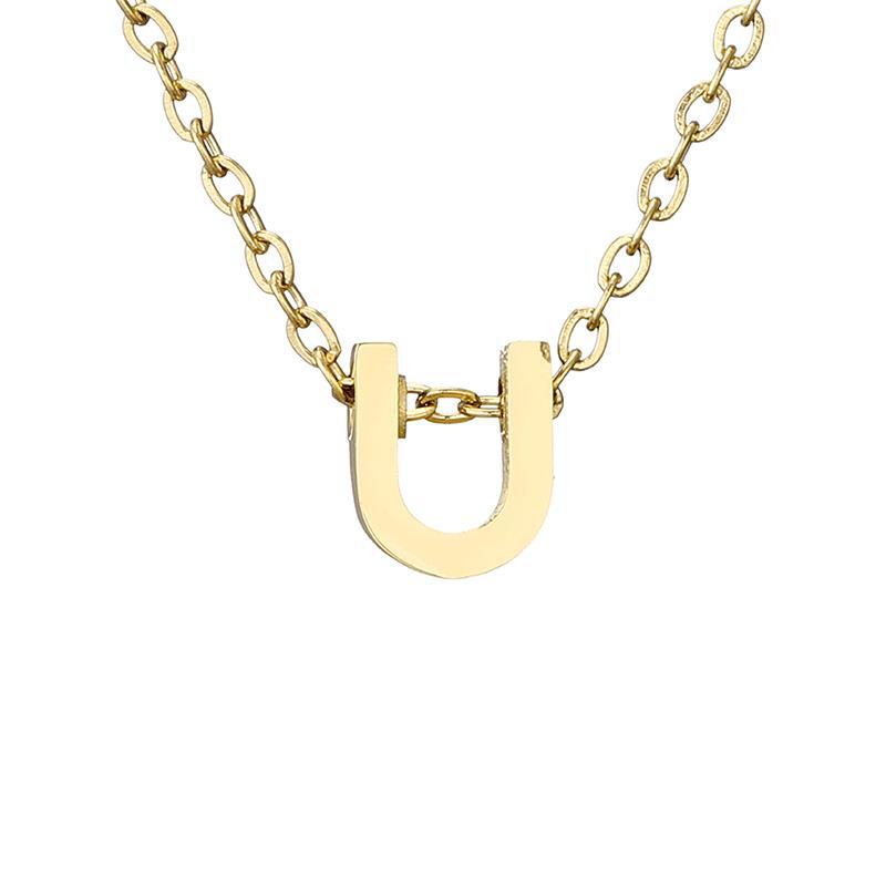New Stainless Steel Gold-plated Clavicle Necklace Letter Pendant Jewelry