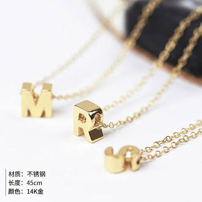 New Stainless Steel Gold-plated Clavicle Necklace Letter Pendant Jewelry