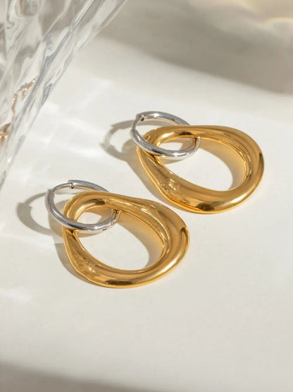 Stainless Steel Contrast Asymmetrical  Earrings
