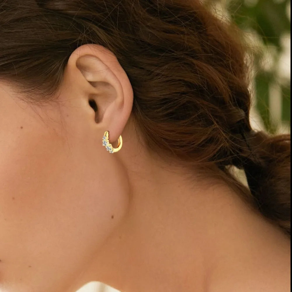 Silver Moissanite Huggie Earrings