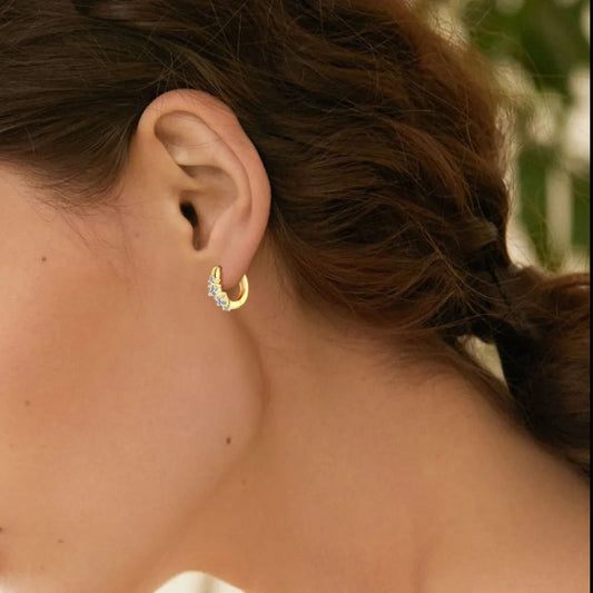 Silver Moissanite Huggie Earrings