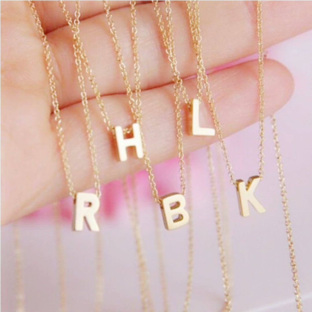 New Stainless Steel Gold-plated Clavicle Necklace Letter Pendant Jewelry